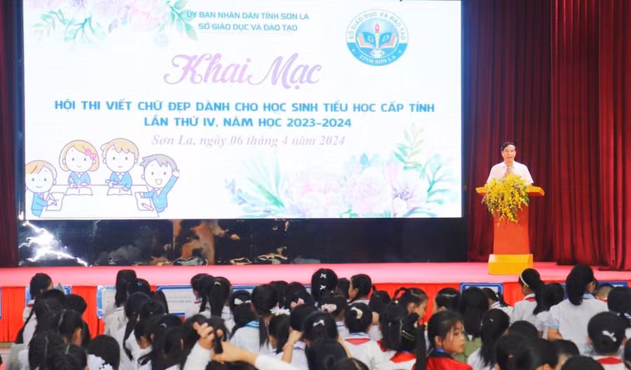 PGS. TS Nguyễn Huy Hoàng, Giám đốc Sở GD&amp;ĐT phát biểu tại buổi khai mạc.