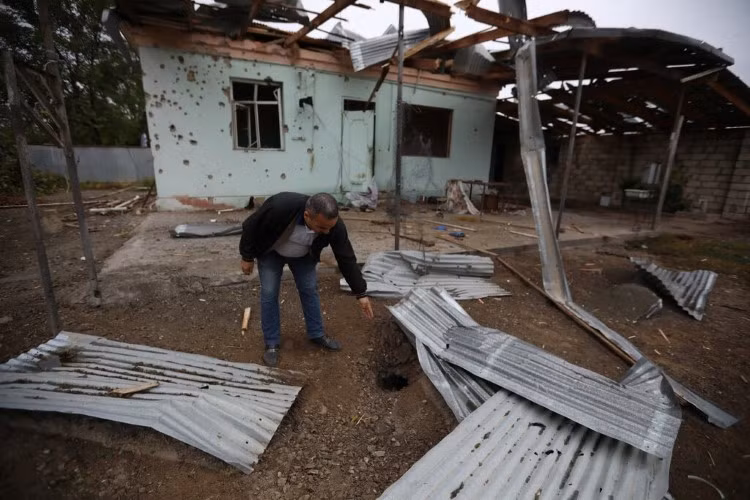 Ngôi nhà bị phá hủy tại Agdam, Nagorno-Karabakh vào hôm thứ Năm vừa qua.
