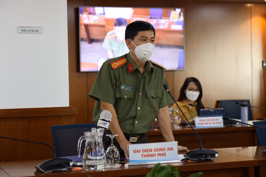 Thượng tá Lê Mạnh Hà, Phó Trưởng phòng Tham mưu Công an TP Hồ Chí Minh. Ảnh: Huyền Mai.
