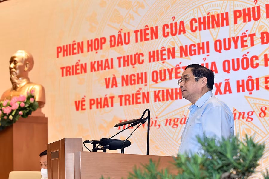 Thủ tướng Phạm Minh Chính phát biểu khai mạc phiên họp. Nguồn: VGP.