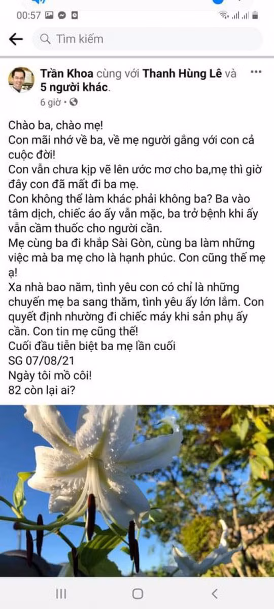Trang facebook tên Trần Khoa đăng tải thông tin như hình chụp. Ảnh: MXH.