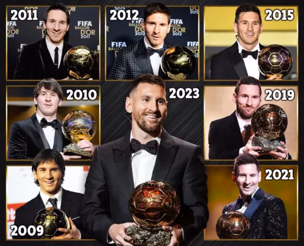 Messi có tổng cộng 8 lần giành Quả bóng Vàng trong sự nghiệp, bao gồm cả năm 2021 khi thi đấu cho PSG.