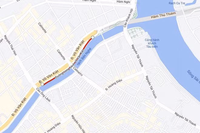 Vị trí đoạn đường song hành Võ Văn Kiệt. Ảnh: Google Maps.