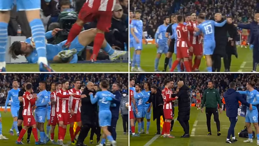Hình ảnh xấu xí trong trận Man City - Atletico Madrid tại lượt đi tứ kết Champions League.