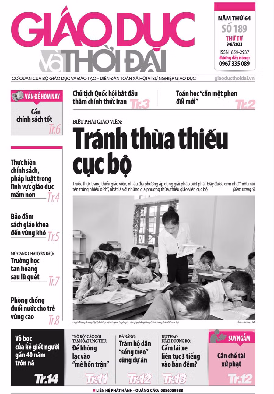 Tin tức báo in 9/8: Cần chính sách tốt cho giáo viên biệt phái