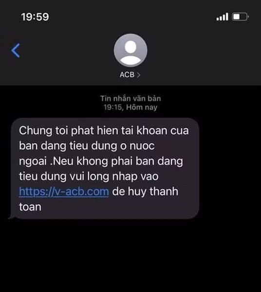 Một tin nhắn mạo danh ngân hàng gửi đến khách hàng nhằm lừa đảo.