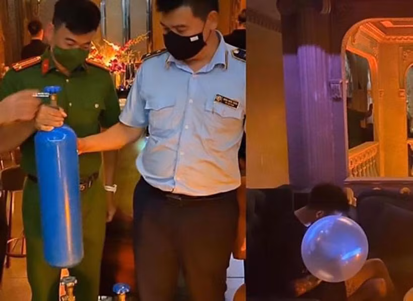 Lực lượng chức năng kiểm tra, phát hiện và xử phạt cơ sở kinh doanh bóng cười. Lực lượng chức năng kiểm tra, phát hiện và xử phạt cơ sở kinh doanh bóng cười.