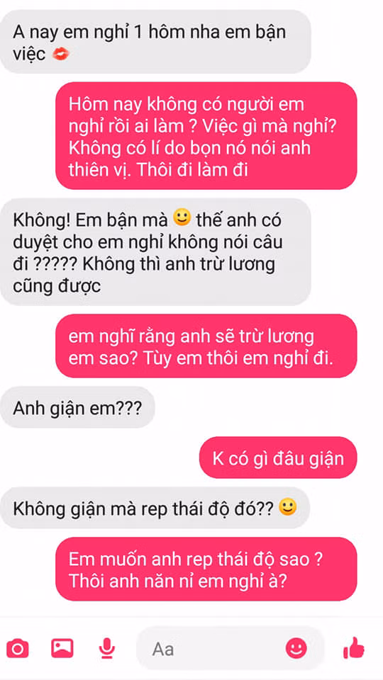 Cậy người yêu làm sếp, cô gái hứng lên là xin nghỉ, bạn trai liền mắng cho một tràng rồi chốt một câu khiến ai cũng hả hê - Ảnh 1.