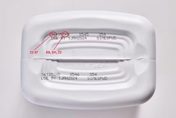 Hình ảnh về số lô sản phẩm sữa nghi nhiễm Cronobacter sakazakii and Salmonella Newport được Cục An toàn thực phẩm cung cấp.