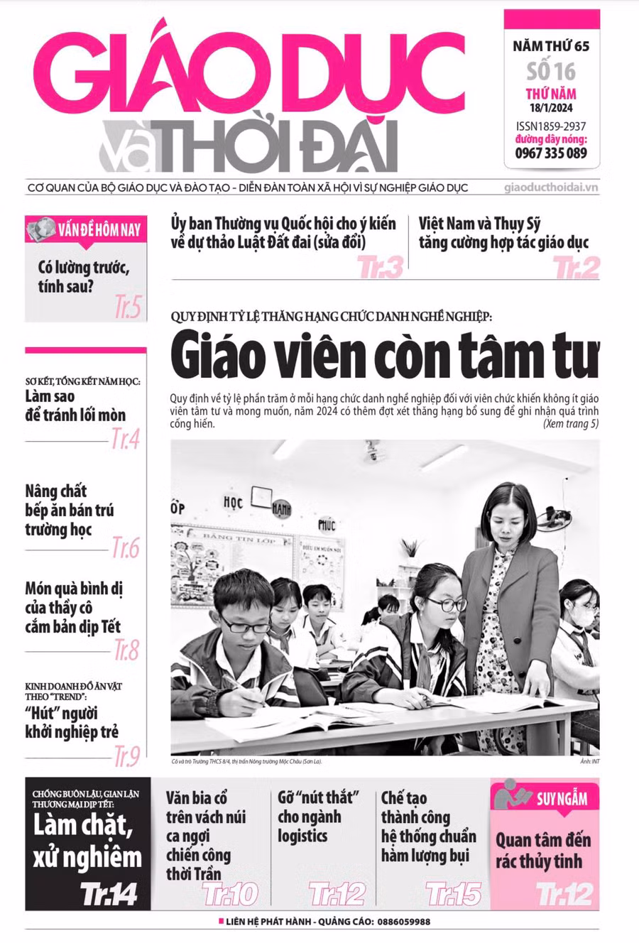 Tin tức báo in 18/1: Thăng hạng giáo viên, có thêm đợt xét bổ sung năm 2024?