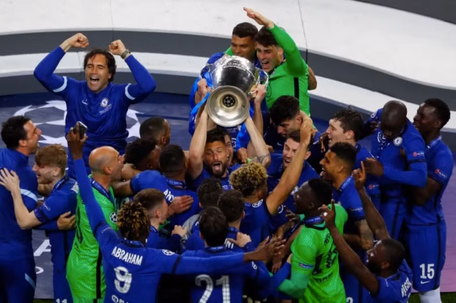 Niềm vui của các cầu thủ Chelsea khi đội nhà vô địch.