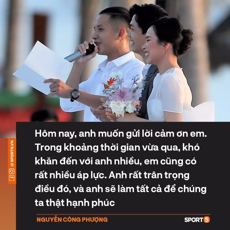 Bức ảnh hiếm hoi về đám cưới của Công Phượng - Viên Minh tại phú Quốc. Ảnh: ST/Sport5.vn.