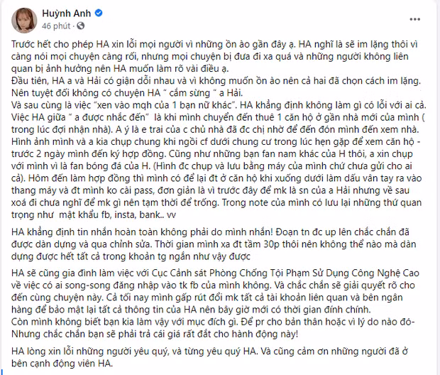 Huỳnh Anh có động thái đầu tiên sau khi bị tố “cắm sừng” Quang Hải. Ảnh: FB.