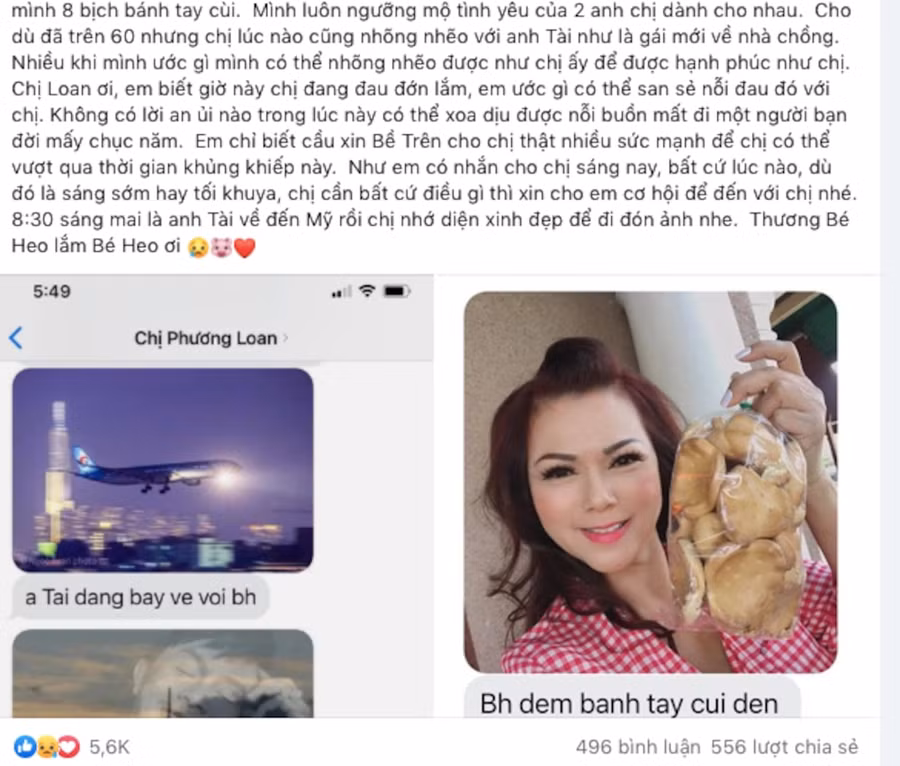 Dòng tin nhắn của Phương Loan - vợ cố nghệ sĩ Chí Tài khiến cho người hâm mộ cùng đông đảo anh em nghệ sĩ quặn lòng đau xót.