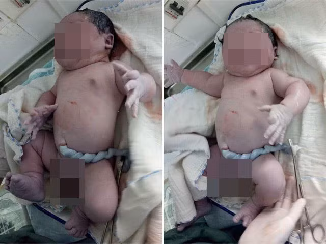 Bé sơ sinh 7,1 kg là em bé có trọng lượng sơ sinh lớn nhất từ trước đến nay ở Việt Nam. Ảnh: L.P
