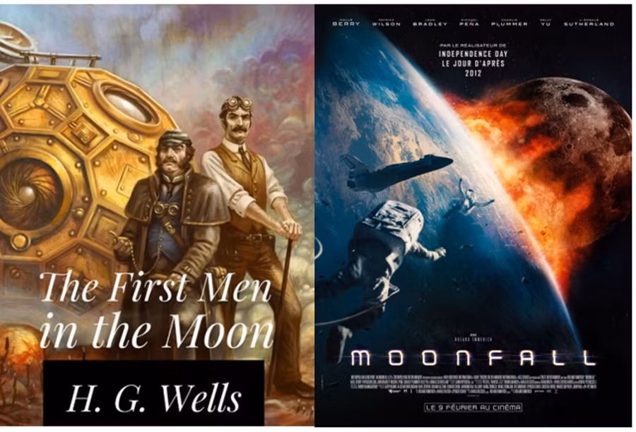 Liên quan đến thuyết 'Mặt trăng rỗng': Sách của HG Wells (1901), phim của Roland Emmerich (2022).
