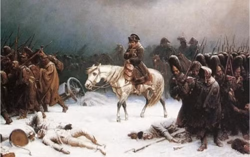 Bức tranh Napoleon rút lui khỏi Moscow của Adolf Northern. Ảnh: Wikimedia Commons 1-4555-1440400110.jpg