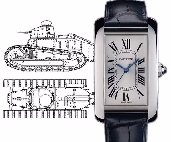 Mẫu đồng hồ Tank của hãng Cartier lấy cảm hứng từ xe tăng.