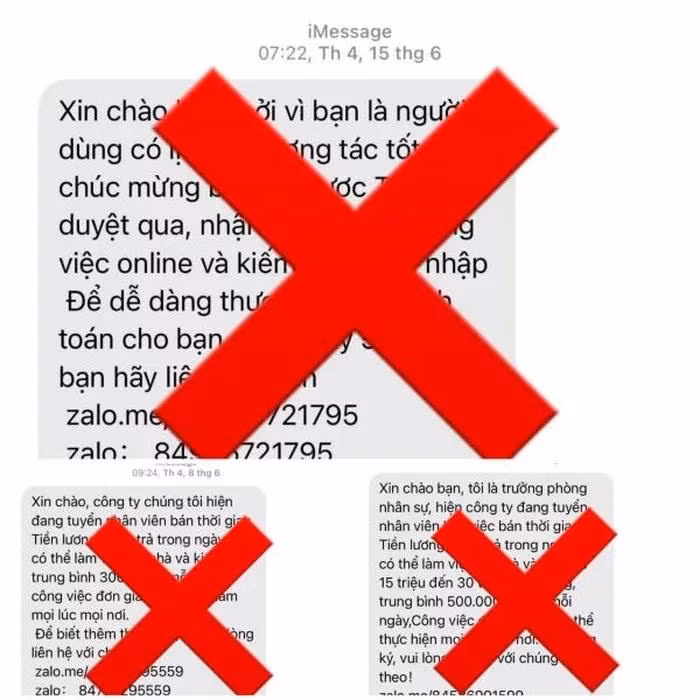 Một số tin nhắn lừa đảo.