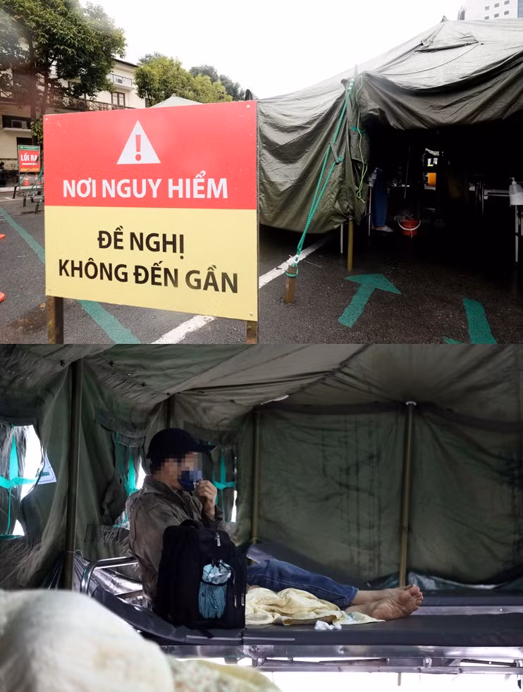 Cận cảnh bệnh viện dã chiến Bạch Mai điều trị bệnh nhân COVID-19. Đây là nơi chăm sóc cho những bệnh nhân có yếu tố nghi ngờ trong khi chờ kết quả xét nghiệm. Ảnh: baotintuc.