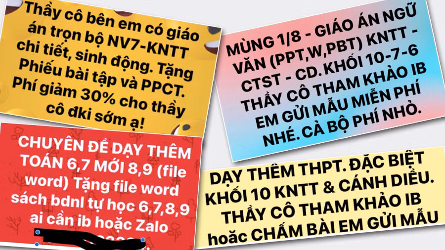 Các bài rao bán giáo án ở các 'chợ' trực tuyến.
