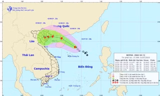 Bão WIPHA khả năng đổ bộ vào vùng biển Quảng Ninh 
