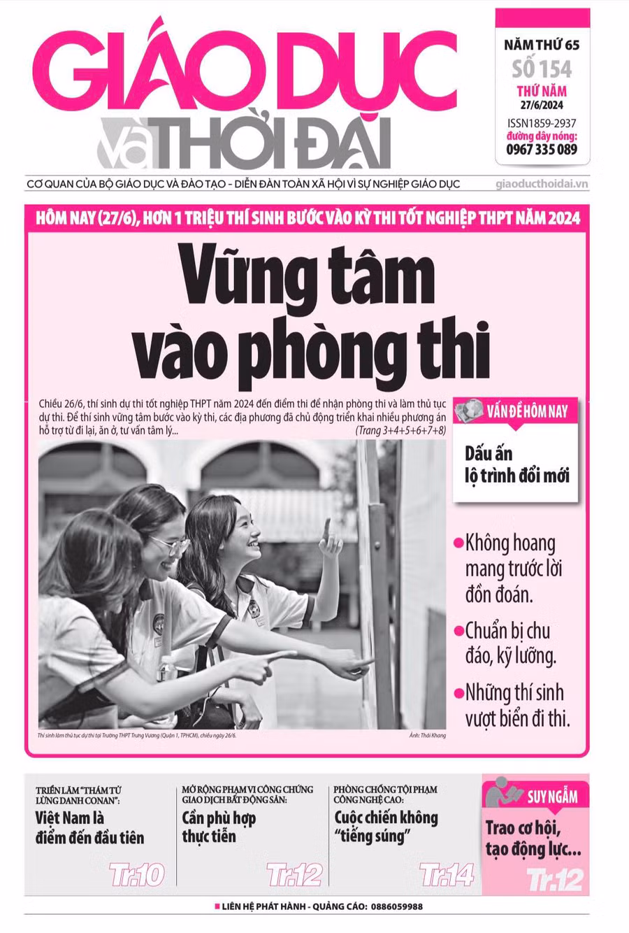 Tin tức báo in 27/6: Vững tâm vào phòng thi