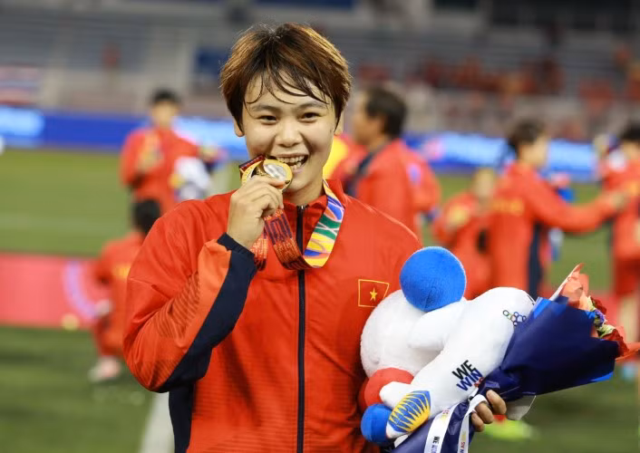 Hải Yến ăn mừng tấm HCV SEA Games 30 - 2019.