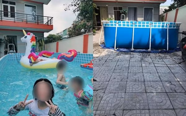 Hồ bơi trên mạng (bên trái) và thực tế (bên phải)