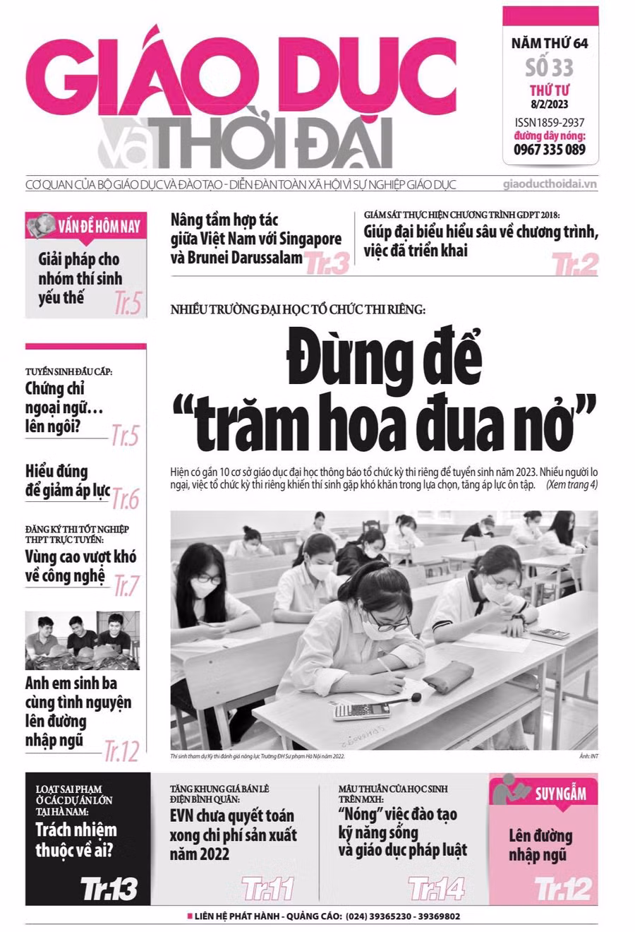 Tin tức báo in 8/2: Kỳ thi riêng - đừng để 'trăm hoa đua nở'