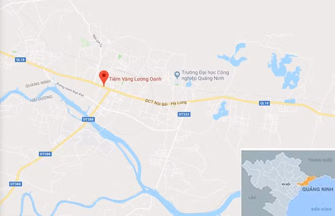 Sự việc xảy ra tại tiệm vàng Lương Oanh ở thị xã Đông Triều, Quảng Ninh. Ảnh:Google Maps. Dan bat ngo khi biet danh tinh nghi pham cuop tiem vang o Quang Ninh hinh anh 3