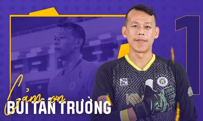 Hà Nội FC đăng ảnh và viết lời cảm ơn thủ môn Bùi Tấn Trường ngày 1/3. Ảnh: Hanoi FC. Hà Nội FC đăng ảnh và viết lời cảm ơn thủ môn Bùi Tấn Trường ngày 1/3. Ảnh: Hanoi FC.