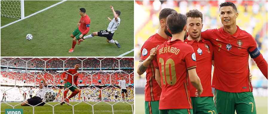 Ronaldo mở tỷ số cho Bồ Đào Nha trong trận gặp tuyển Đức tối 19/6.