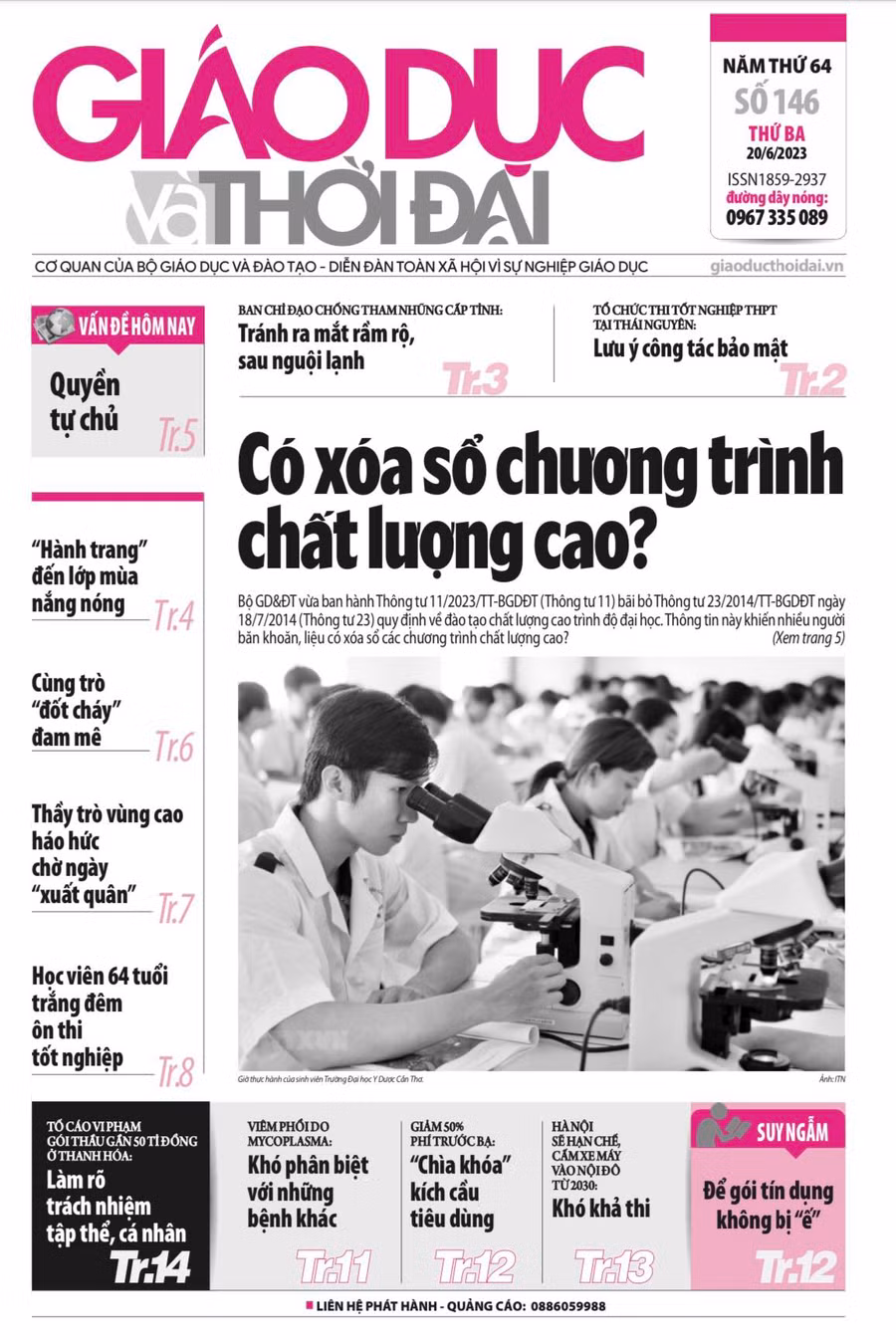 Tin tức báo in 20/6: Chương trình chất lượng cao có bị xóa sổ?