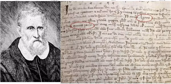 Chân dung Marco Polo và di chúc của cô gái trẻ được cho là con ngoại hôn của ông.
