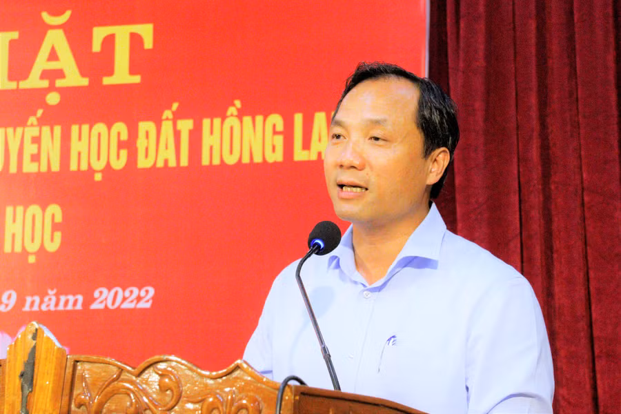 Bí thư Tỉnh ủy Hà Tĩnh Hoàng Trung Dũng phát biểu tại buổi lễ.