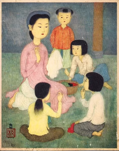 Tác phẩm “Mẹ dạy thêu thùa”.