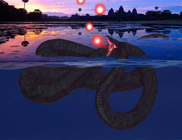 Người dân gắn thần thoại rắn thần với những quả cầu lửa Naga.