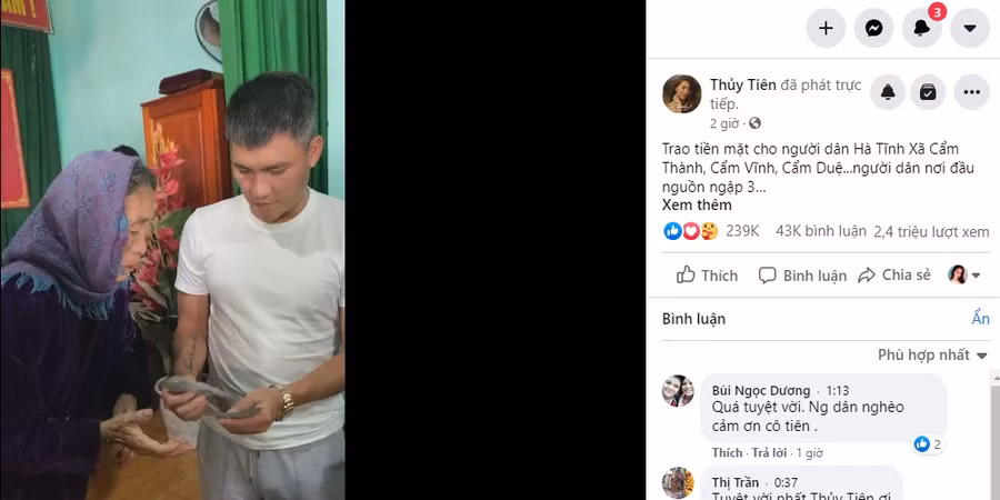 Thủy Tiên, Công Vinh đang trao 10 triệu đồng/1 hộ dân ở Hà Tĩnh ảnh 3