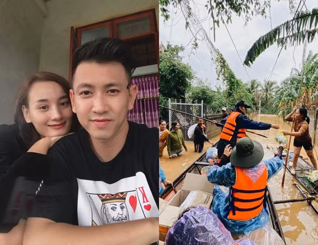 Lê Thúy tích cực cứu trợ người dân vùng lũ những ngày qua và được chồng Việt kiều động viên: "Em cứ đi đi, thiếu thêm bao nhiêu anh sẽ hỗ trợ. Anh không muốn em phải suy nghĩ rồi mất ăn mất ngủ".