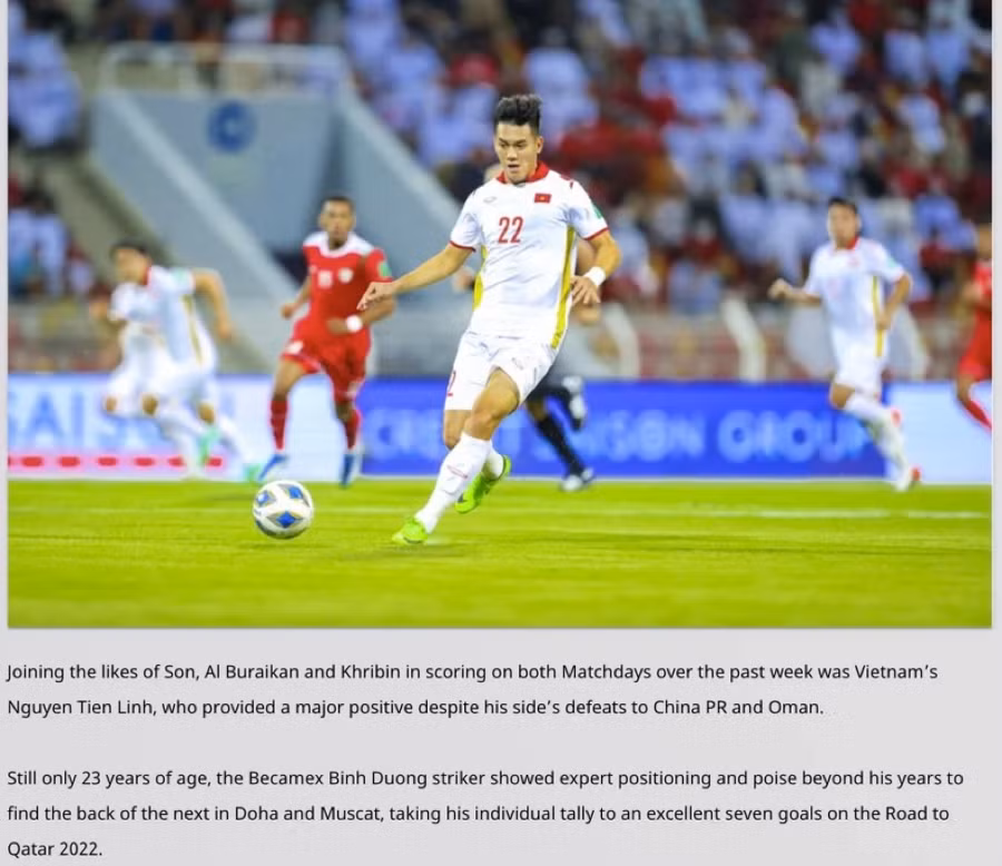 AFC khen ngợi Tiến Linh.