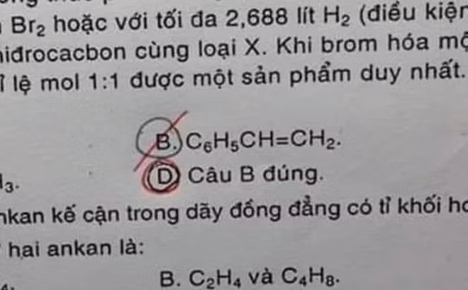 Đề kiểm tra với đáp án độc lạ có 1-0-2 khiến học sinh ‘khóc thét’