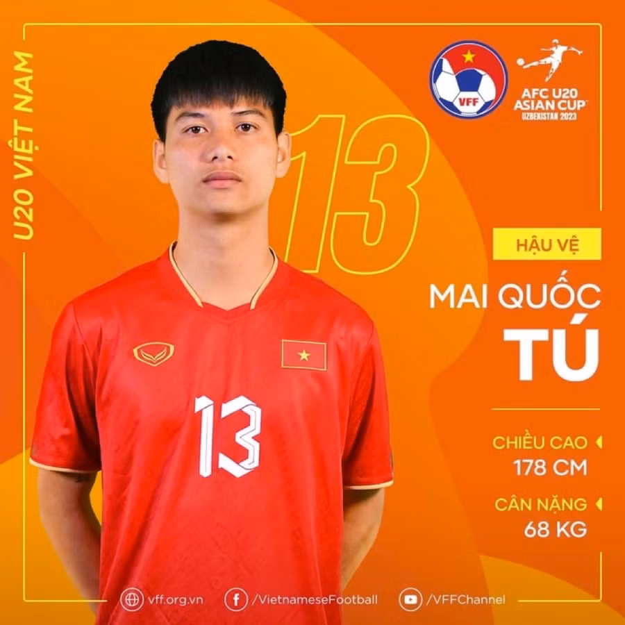 Mai Quốc Tú được đánh giá là cầu thủ có nhiều triển vọng. Ảnh: VFF.