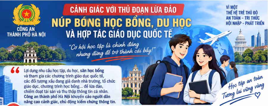 Thủ đoạn lừa đảo núp bóng học bổng, du học. (Ảnh: CAHN).