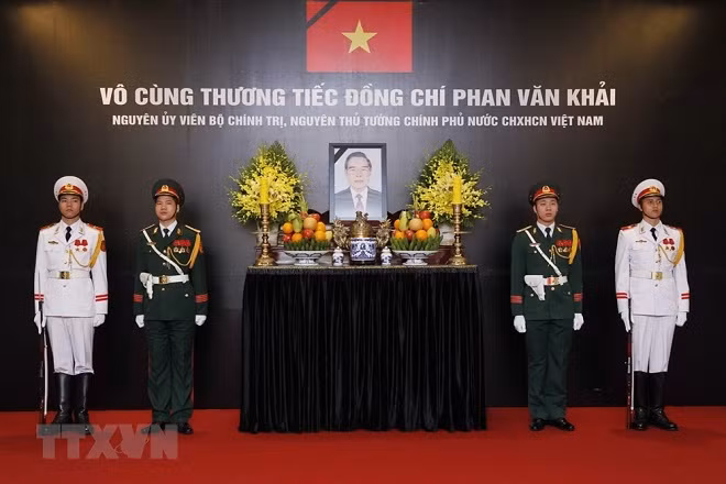 Lễ viếng nguyên Thủ tướng Phan Văn Khải tại Trung tâm Hội nghị Quốc tế (Hà Nội) Ảnh: Vietnam+