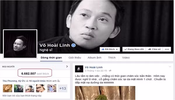 Trang Facebook của Hoài Linh có gần 7 triệu lượt bấm yêu thích. 8 điều thú vị về