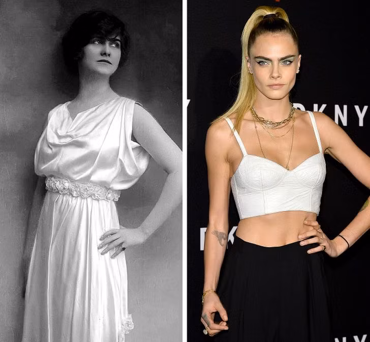 Coco Chanel và người mẫu Cara Delevingne ở tuổi 27.