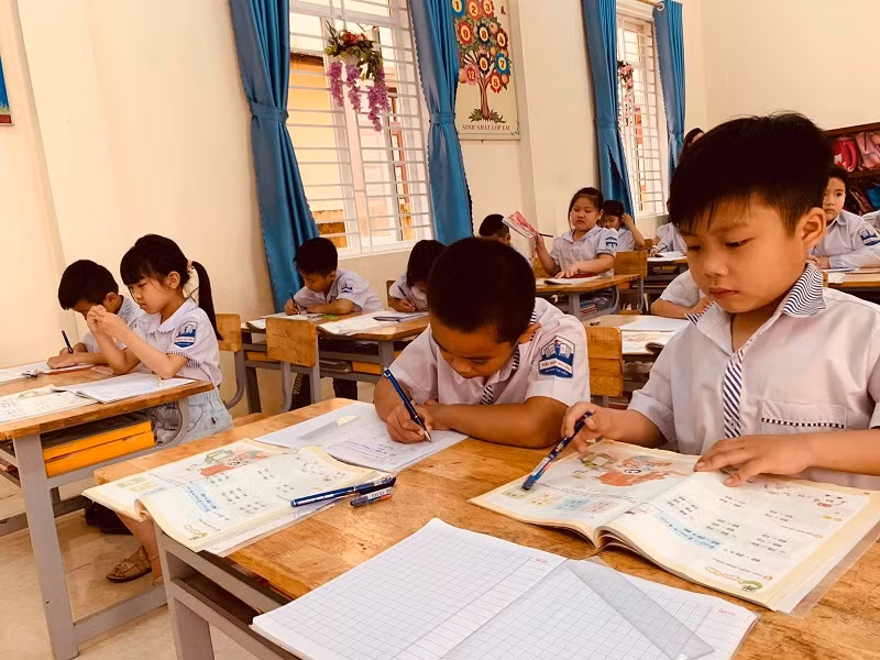 HS Trường Tiểu học Gia Vân, Gia Viễn, Ninh Bình. Ảnh: Đức Trí