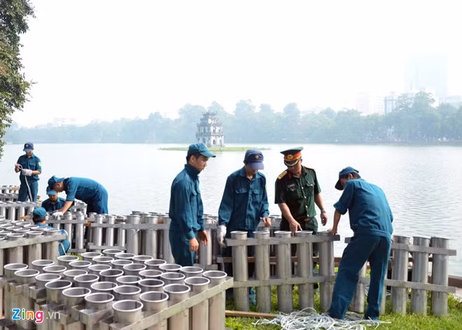 Các trận địa pháo hoa mừng giải phóng thủ đô đã sẵn sàng