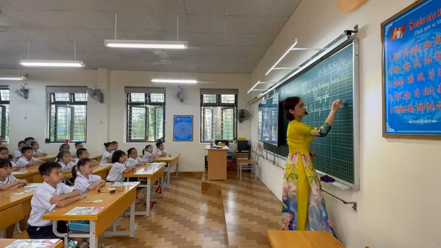 Giờ dạy của cô giáo Lưu Thị Ngọc Diệp, giáo viên Trường Tiểu học Cát Bi, quận Hải An.